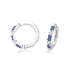 Silver Rhodium Plated Cz Hinged Earrings 