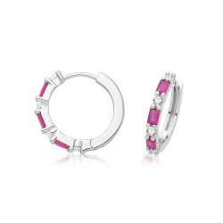 Silver Rhodium Plated Cz Hinged Earrings 