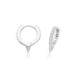 Silver Rhodium Plated Cz Spike Hinged Earrings 