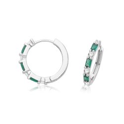 Silver Rhodium Plated Cz Hinged Earrings 
