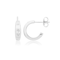 Silver Triple Plated Marquies Hoop Earrings 