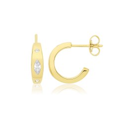 Silver Gold Plated Marquies Hoop Earrings 