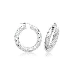 Silver 8mm Twisted Hoop Earrings G51322-