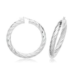 Silver 8mm Twisted Hoop Earrings G51322-