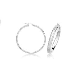 Silver  Greek Design Hoop Earrings G51320-