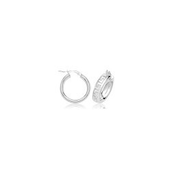 Silver  Greek Design Hoop Earrings G51320-