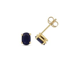 Sapphire Oval Claw Set Studs In 9ct Gold 