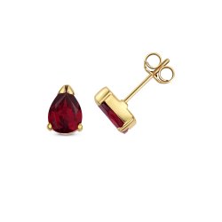 Garnet Pear Shape Claw Set Studs In 9ct Gold 