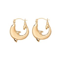 9ct Gold Dolphin Creole Earrings 