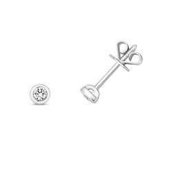 Diamond Rubover Stud In 18ct White Gold 