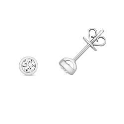 Diamond Rubover Studs In 18ct White Gold 