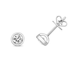 Diamond Rubover Studs In 18ct White Gold 