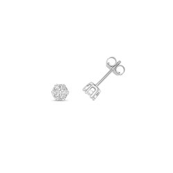 Diamond Cluster Studs In 9ct White Gold 