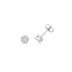 Diamond Cluster Studs In 9ct White Gold 