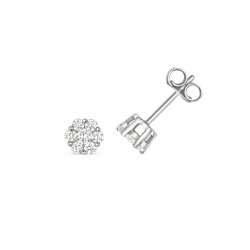 Diamond Cluster Studs In 9ct White Gold 