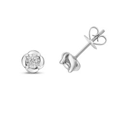 Diamond Illusion Studs In 9ct White Gold 