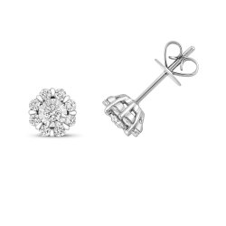 Diamond Illusion Cluster Studs In 9ct White Gold 
