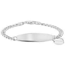 Silver Babies' Heart Charm Id Bracelet 