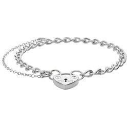 Silver Babies' Heart Padlock Charm Bracelet 