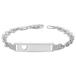 Silver Babies' Trace Cut Out Heart Id Bracelet 