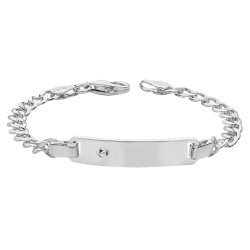 Silver Babies' Curb Cz Set Id Bracelet 