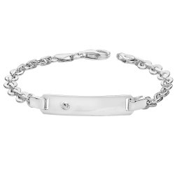 Silver Babies' Trace Cz Set Id Bracelet 