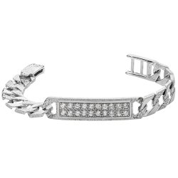 Silver Babies' Cast Cz Id Bracelet 