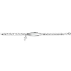 Silver Babies' Cross Charm Id Bracelet 