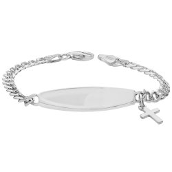 Silver Babies' Cross Charm Id Bracelet 