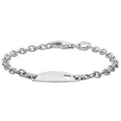 Silver Babies' Cable Cut Out Heart Oval Id Bracelet 
