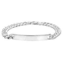 Silver Gents' Curb Bombe Id Bracelet 