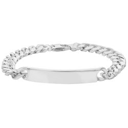 Silver Gents' Curb Bombe Id Bracelet 