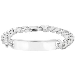 Silver Gents' Curb Bombe Id Bracelet 