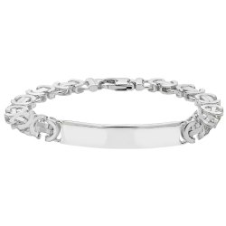 Silver Gents' Flat Byzantine Id Bracelet 