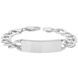 Silver Gents' Flat Open Curb Id Bracelet 