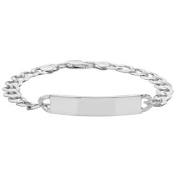 Silver Gents' Flat Open Curb Id Bracelet 