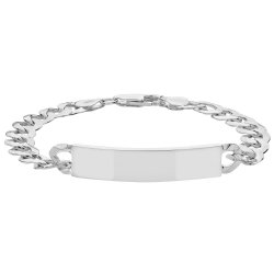 Silver Gents' Flat Open Curb Id Bracelet 