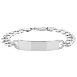 Silver Gents' Flat Open Curb Id Bracelet 