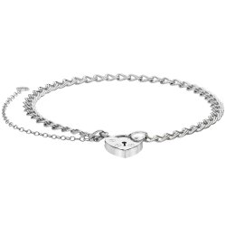 Silver Heart Padlock Charm Bracelet 