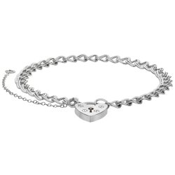 Silver Heart Padlock Charm Bracelet 