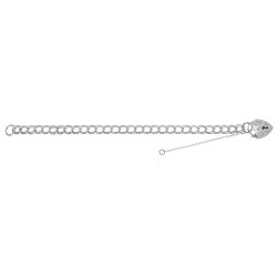 Silver Heart Padlock Charm Bracelet 