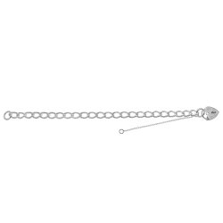 Silver Heart Padlock Charm Bracelet 