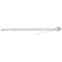 Silver Heart Padlock Charm Bracelet 