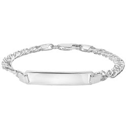 Silver Double Curb Id Bracelet 