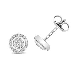 Diamond Round Cluster Studs In 9ct White Gold 