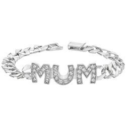 Silver Cz Mum Bracelet 