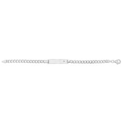 Silver Ladies' Curb Cz Set Id Bracelet 