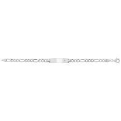 Silver Ladies' Figaro Cz Set Id Bracelet 