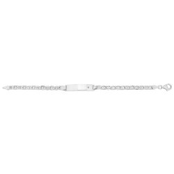 Silver Ladies' Anchor Cz Set Id Bracelet 