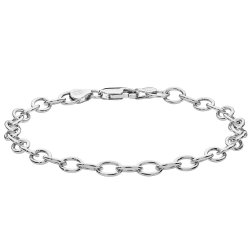 Silver Rhodium Plated Oval Cable Bracelet 